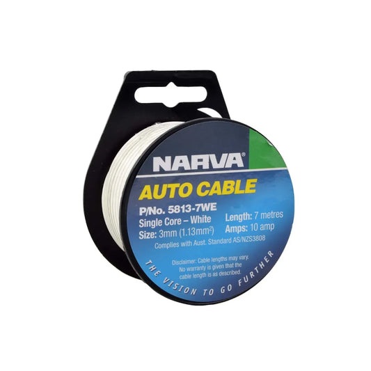 Narva Single Core Cable 3mm 10A 7m White