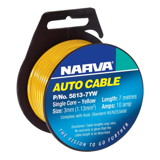 Narva Single Core Cable 3mm 10A 7m Yellow