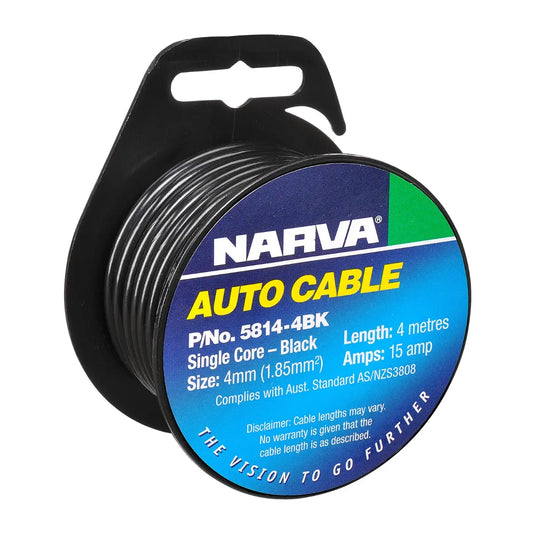 Narva Single Core Cable 4mm 15A 4m Black