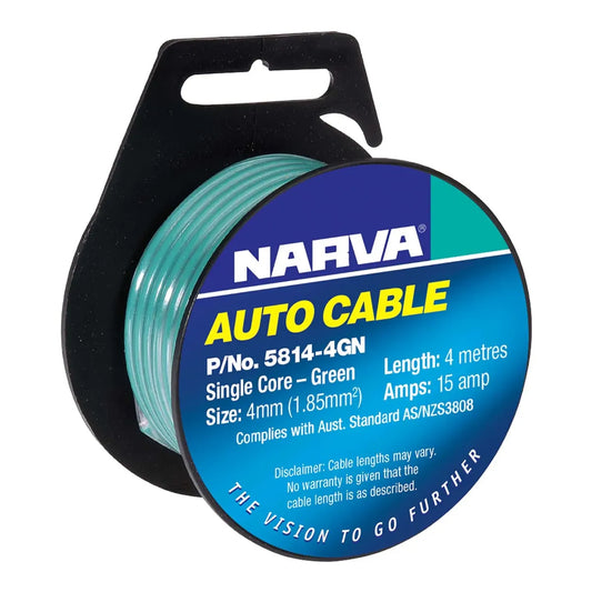 Narva Single Core Cable 4mm 15A 4m Green