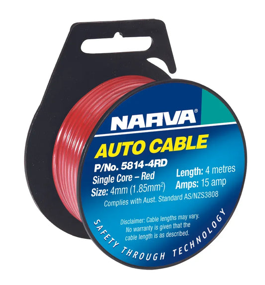 Narva Single Core Cable 4mm 15A 4m Red