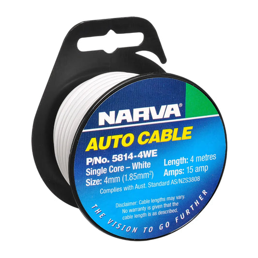 Narva Single Core Cable 4mm 15A 4m White