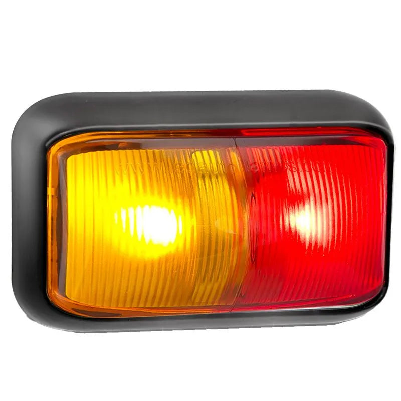 LED Side Position Marker Light Red/Amber 12-24V Black Base 35x58x21mm