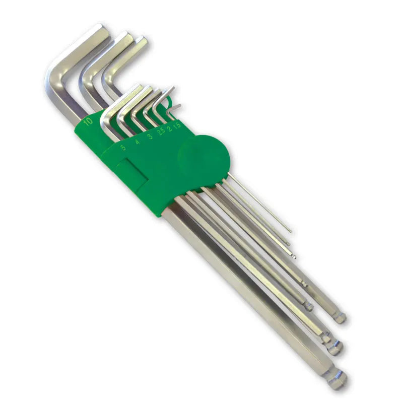 9pce AF Long Ball-Point Hex Key Set 220mm Chrome Vanadium