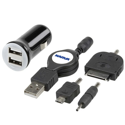 Narva Twin USB Power Adaptor Kit 12V 24V 5V 2.5A With Retractable Lead