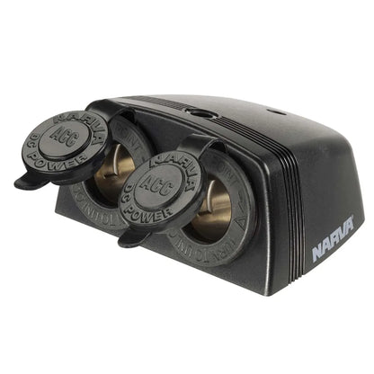 Narva Heavy-Duty Twin Surface Mount Accessory Sockets 20A 12V