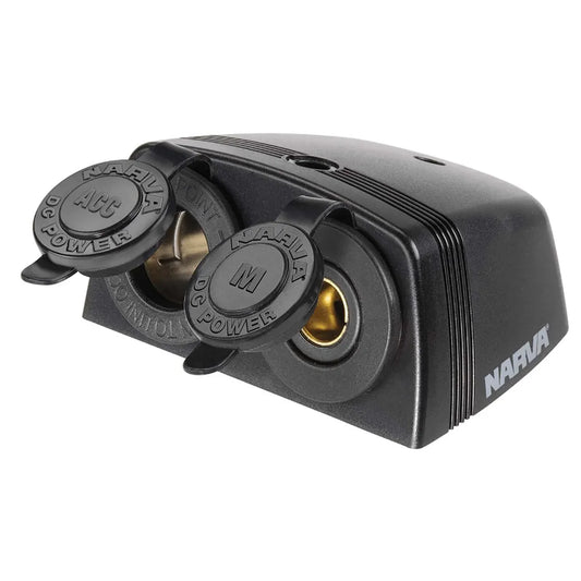 Narva Heavy-Duty Twin Surface Mount Accessory And Merit Sockets 20A 12V