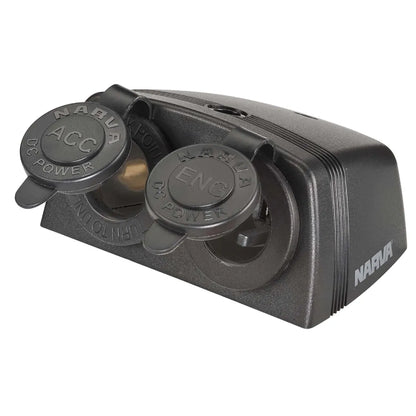 Narva Heavy-Duty Twin Surface Mount Accessory And Engel Type Sockets 20A 12V