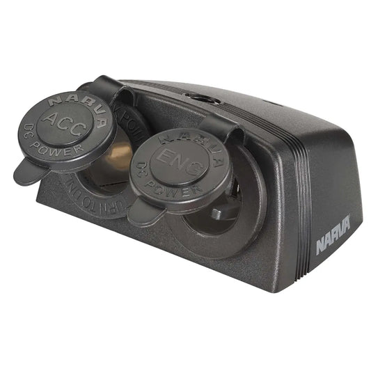 Narva Heavy-Duty Twin Surface Mount Accessory And Engel Type Sockets 20A 12V