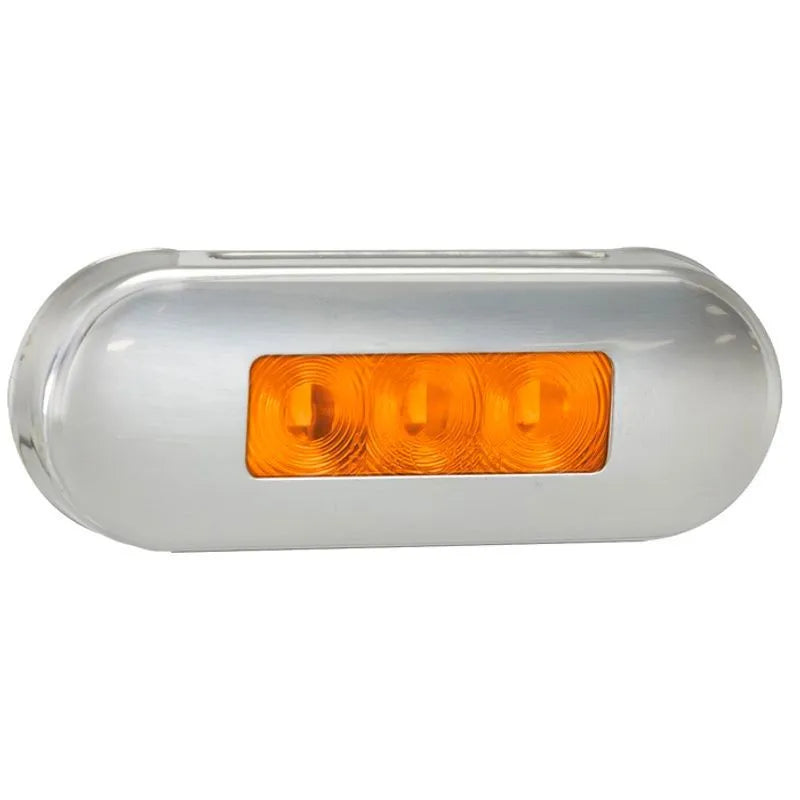 LED Amber Side Marker 12-24V Amber Lens Stainless Steel Bezel 86x31x10mm