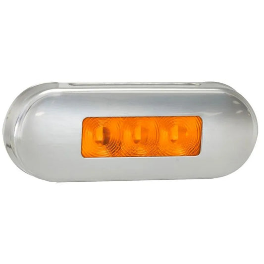 LED Amber Side Marker 12-24V Amber Lens Stainless Steel Bezel 86x31x10mm