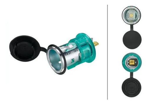 Hella 2 Pin Blade Terminal Socket 15A 12V Green With Protective Cap