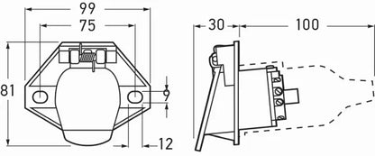 Hella 7 Pin SAE Metal Trailer Socket 70A 12V With Protective Cap