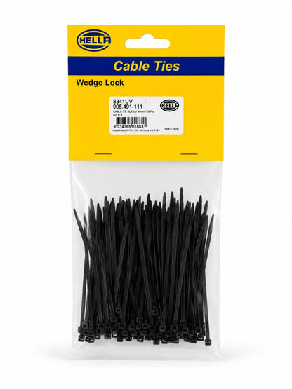 Hella Nylon Cable Ties Black UV-Resistant 78 x 2.5mm Pack Of 100