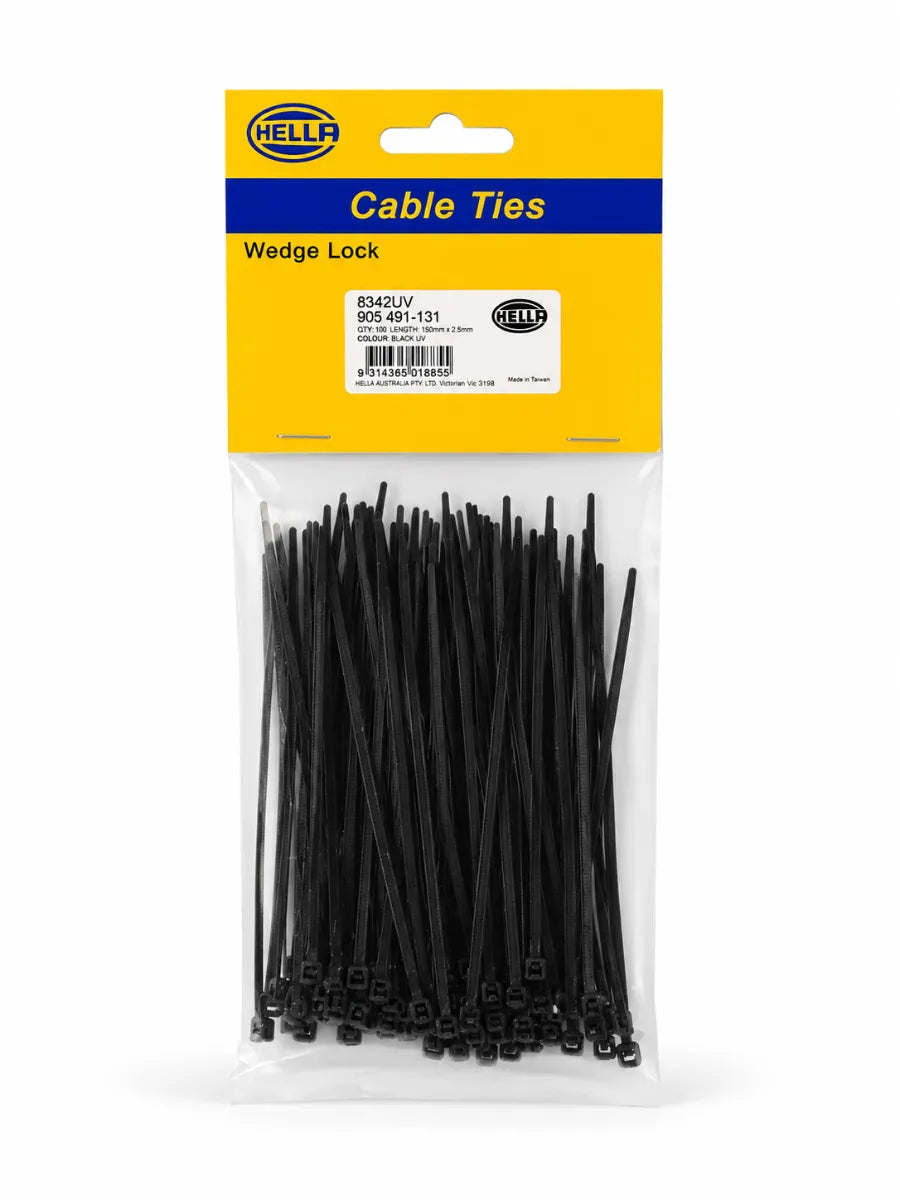 Hella Nylon Cable Ties Black UV-Resistant 103 x 2.5mm Pack Of 100