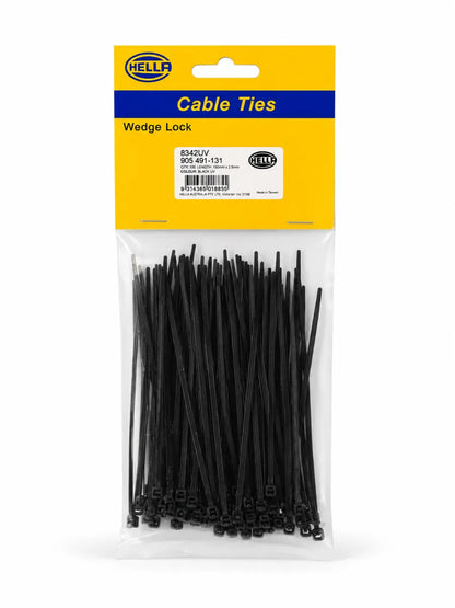 Hella Nylon Cable Ties Black UV-Resistant 103 x 2.5mm Pack Of 100