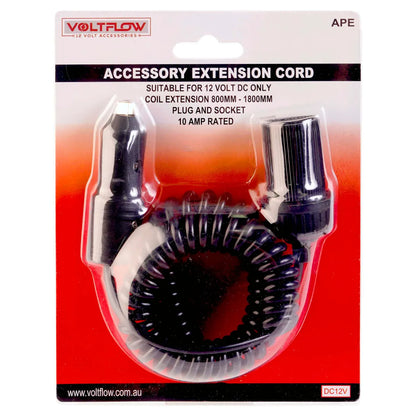 VoltFlow 12V Accessory Plug With Coil Extension 10A