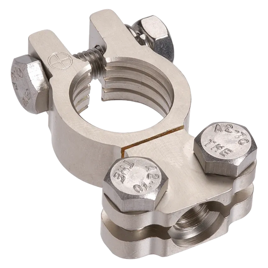 Projecta Satin Forged Brass Battery Terminal Saddle Dual Auxiliary Positive 50-70mmÃ‚Â² Main 5-15mmÃ‚Â² Auxiliary