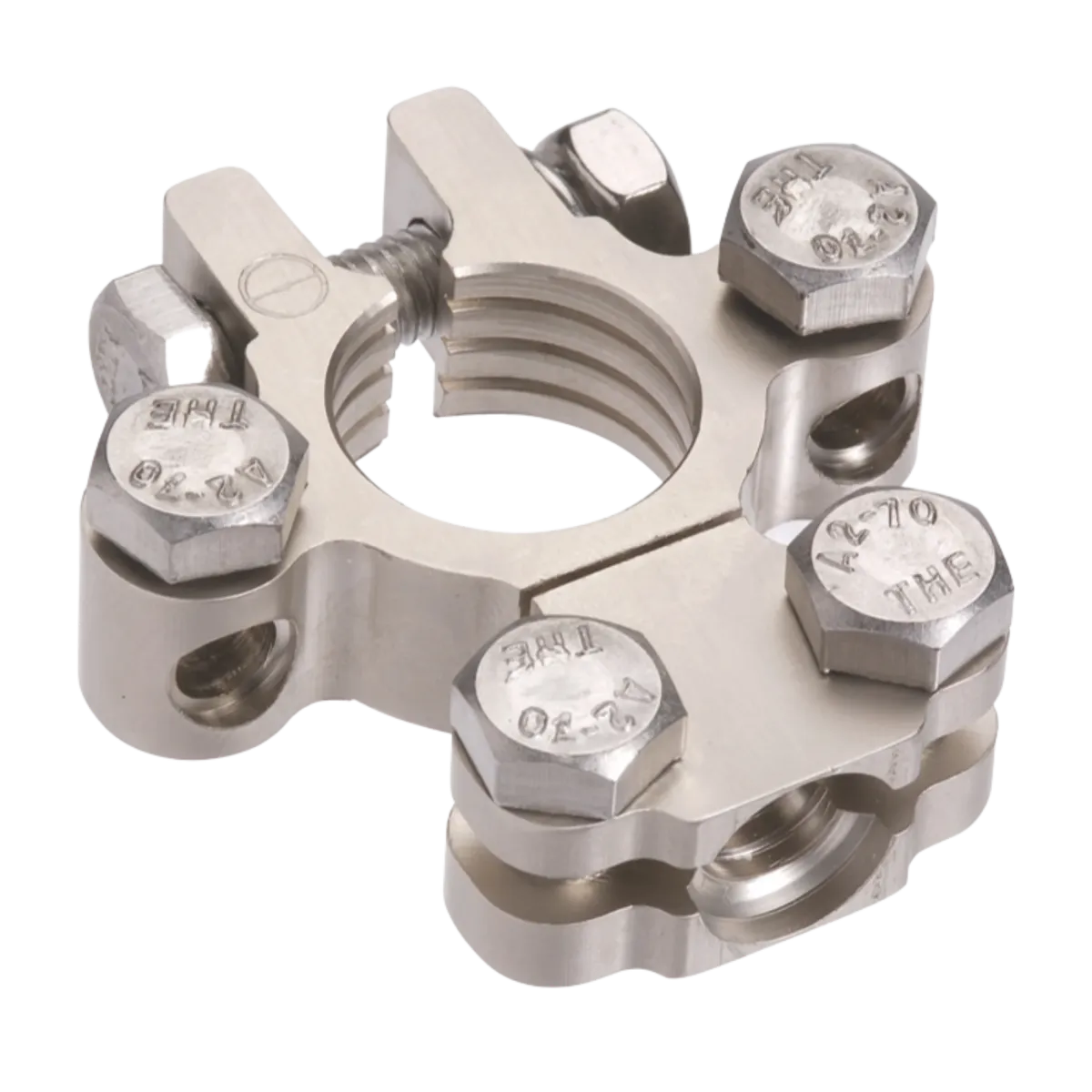 Projecta Satin Forged Brass Battery Terminal Saddle Dual Auxiliary Negative 20-35mmÃ‚Â² Main 5-15mmÃ‚Â² Auxiliary