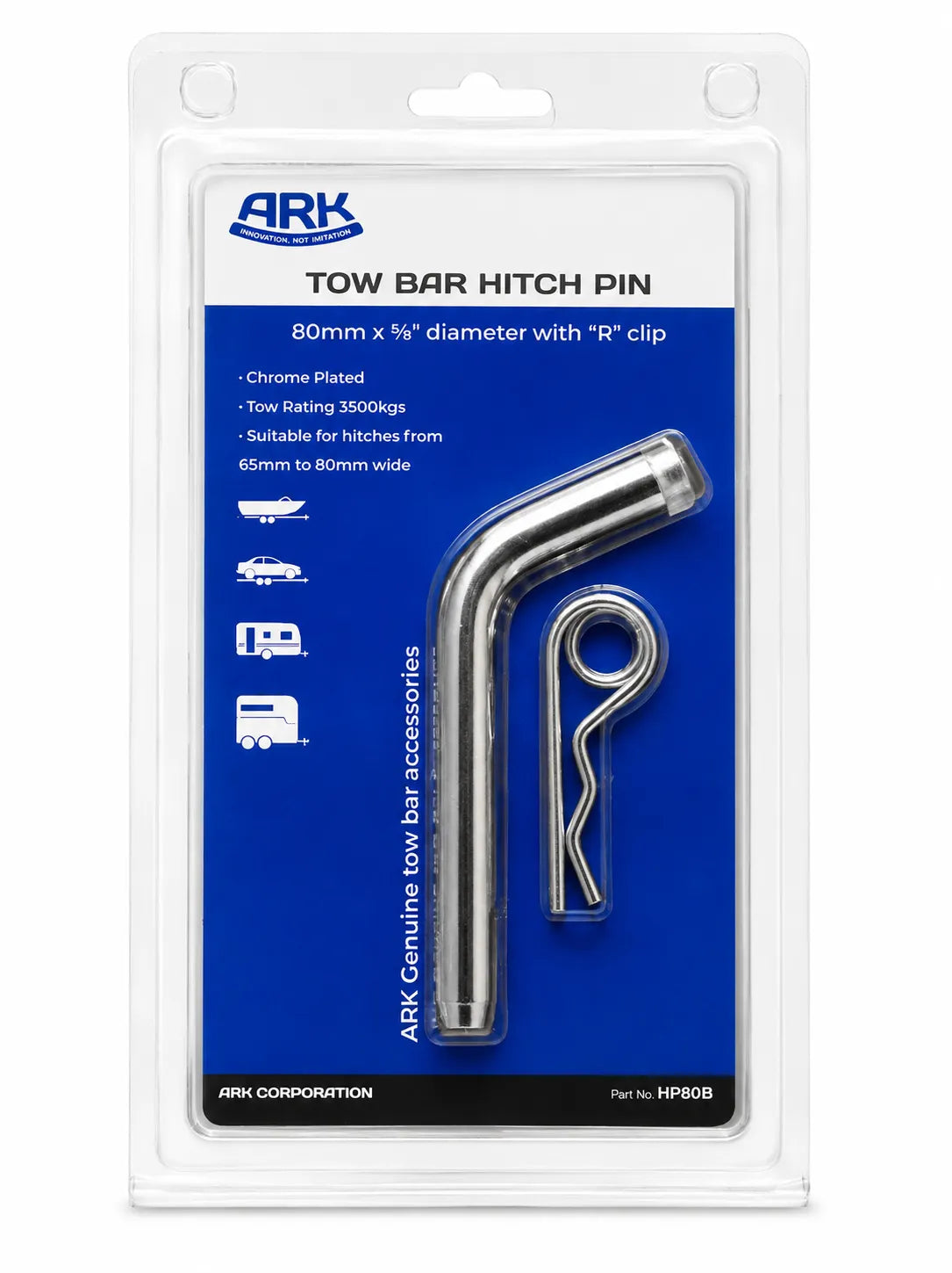 ARK Hitch Pin With R-Clip Suits 50mm Class 4 Receiver