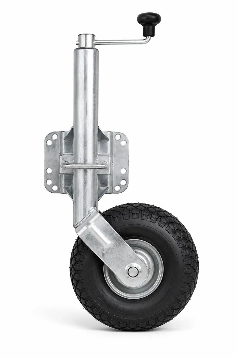 Manutec 10" Swing-Up U-Bolt Pneumatic Jockey Wheel Steel Centre 350kg
