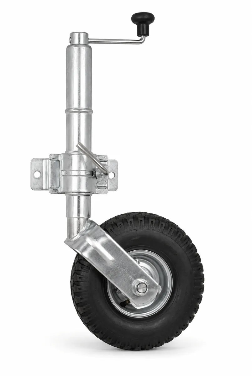 Manutec 10" Weld-On Pneumatic Jockey Wheel Steel Centre Eco Clamp 350kg