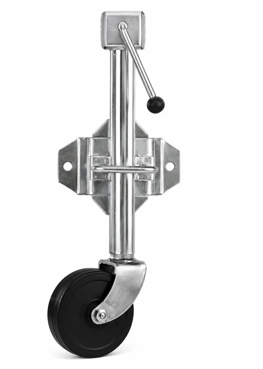 Manutec 6" Swing-Up Weld-On Jockey Wheel Side-Wind Nylon Bore Std Bracket 500kg