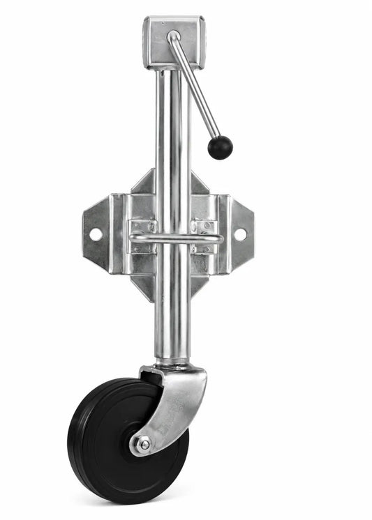 Manutec 6" Swing-Up Weld-On Jockey Wheel Side-Wind Nylon Bore Std Bracket 500kg