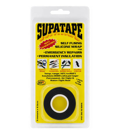 Supatape Self-Fusing Silicone Rubber Tape Black 11m x 25mm