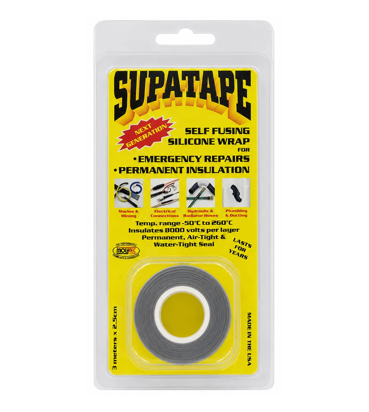 Supatape Self-Fusing Silicone Rubber Tape Grey 3m x 25mm