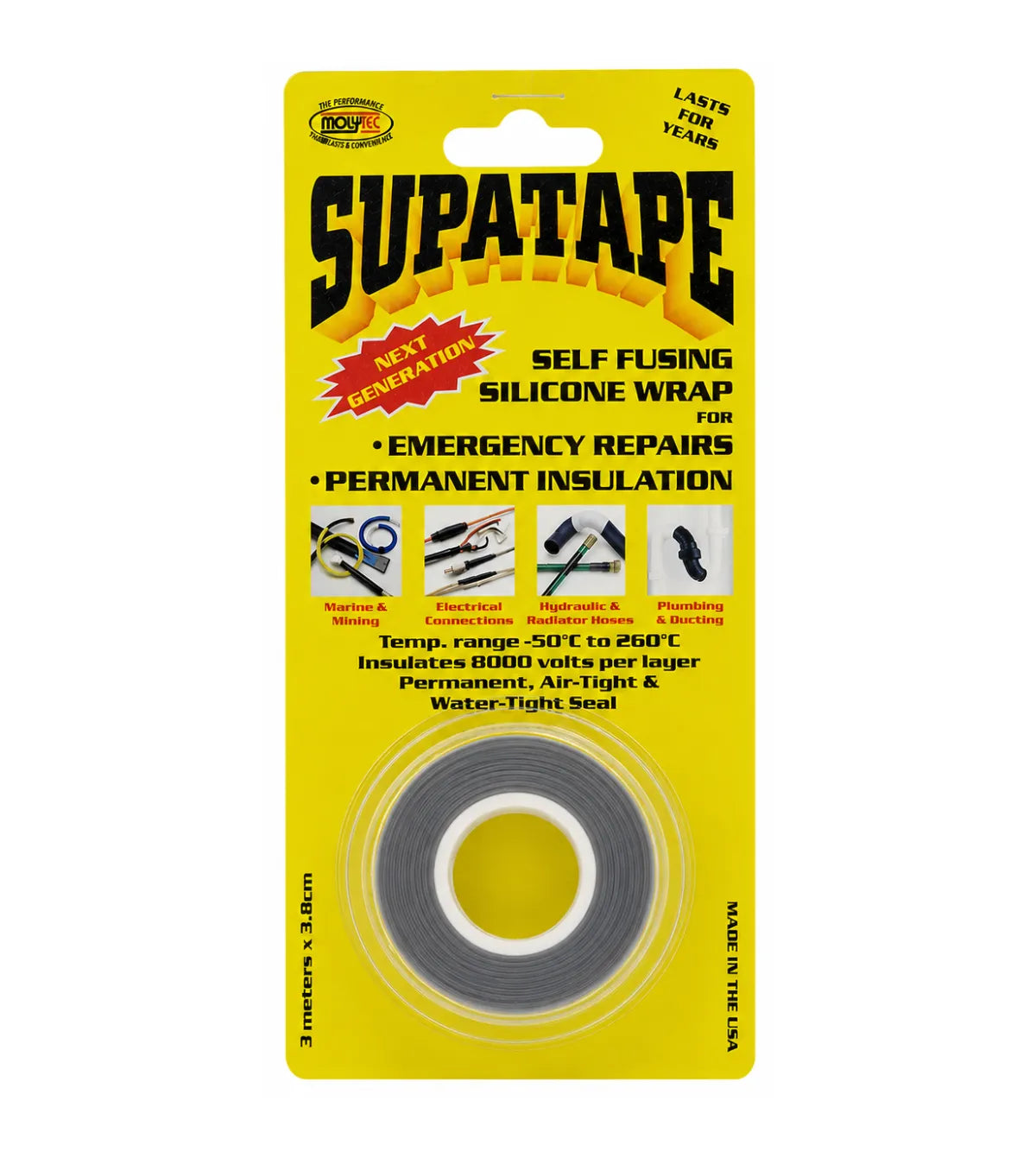 Supatape Self-Fusing Silicone Rubber Tape Grey 3m x 25mm