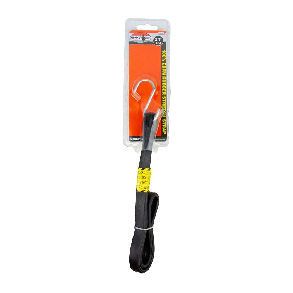 Monkey Grip EPDM Flat Rubber Strap With Metal Hooks 15mm 104cm