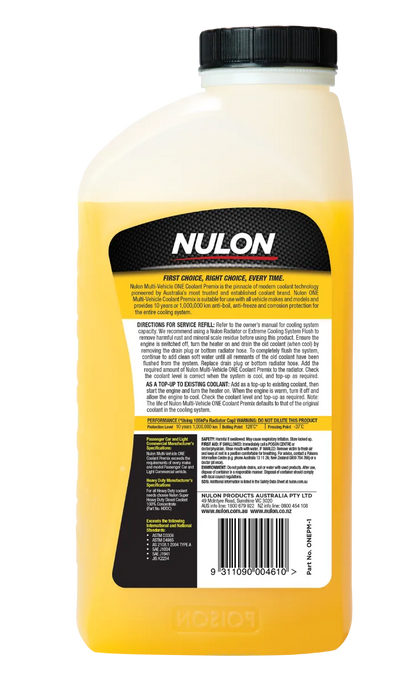 Nulon Multi-Vehicle ONE Coolant Premix 1L