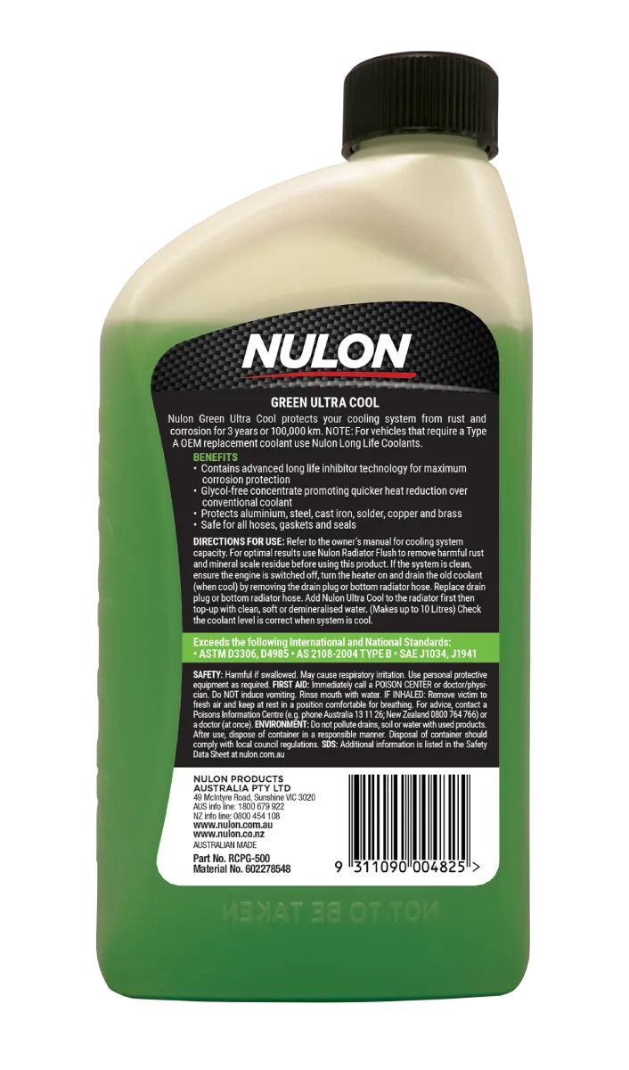 Nulon Green Ultra Cool 100% Concentrate 500ml