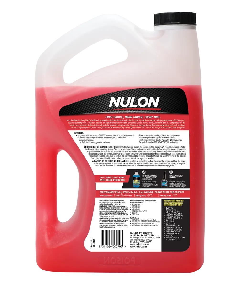 Nulon Red Premium Long Life Coolant Premix 5L