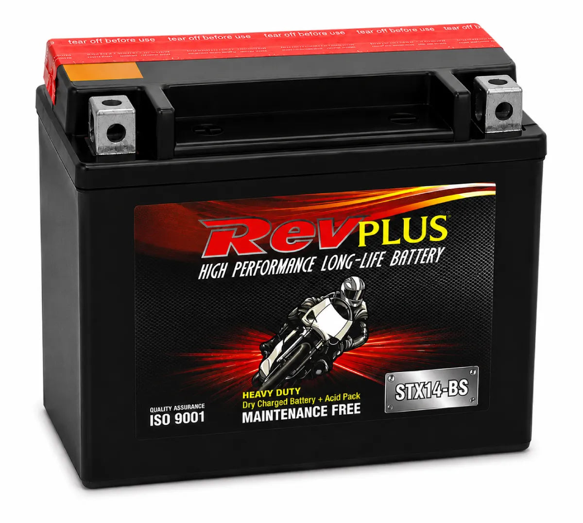 RevPlus STX14-BS 200CCA 12Ah Powersport Battery Positive Left