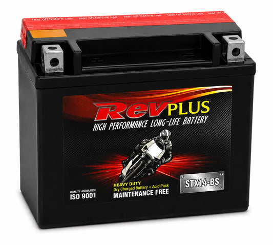 RevPlus STX14-BS 200CCA 12Ah Powersport Battery Positive Left