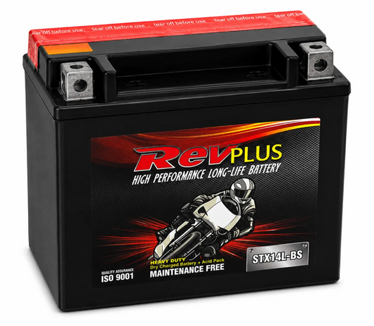 RevPlus STX14L-BS 200CCA 12Ah Powersport Battery Positive Right