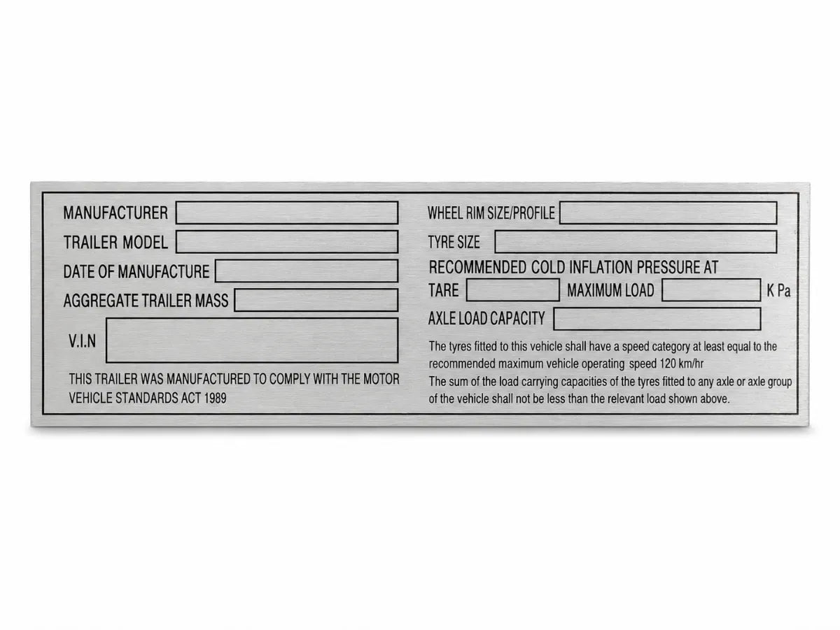 Trailer ID VIN Plate VSA 1989 146 x 46mm Silver Plate Blank Vehicle Identification