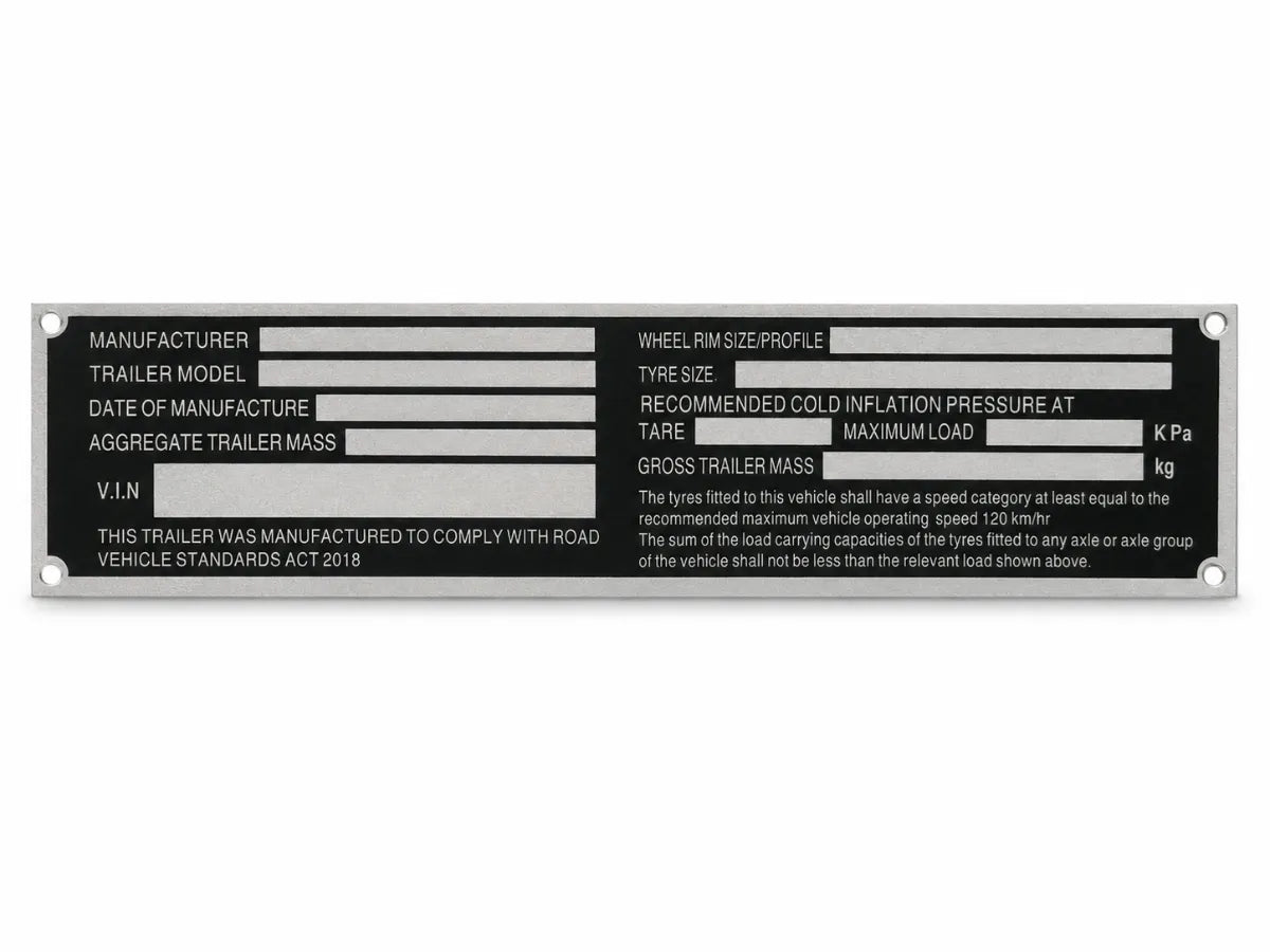 Trailer ID Black VIN Plate ROVER RVSA 2018 170 x 40mm