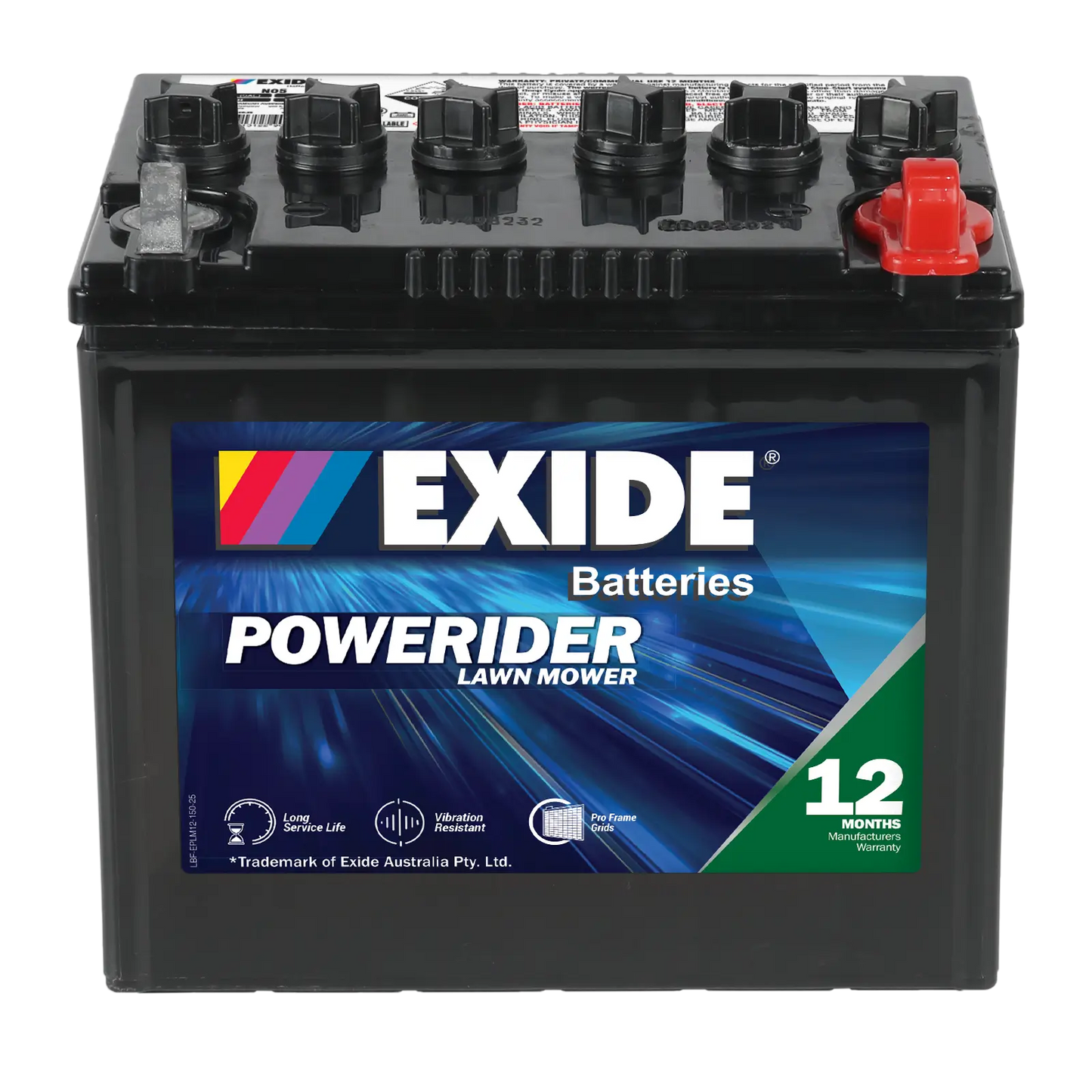 Exide Powerider N05 250CCA 27Ah Ride-On Mower Battery Positive Right