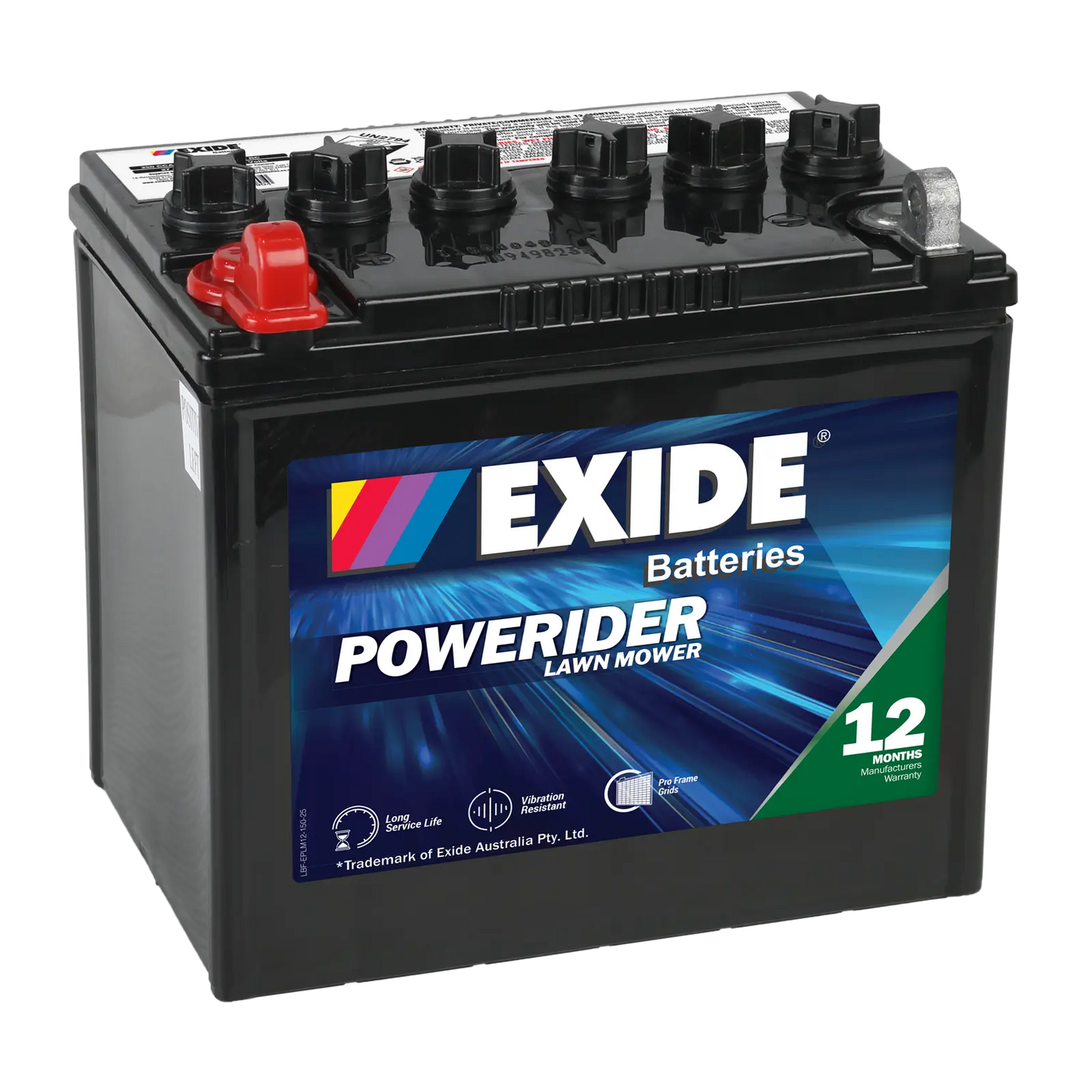 Exide Powerider N06 250CCA 27Ah Ride-On Mower Battery Positive Left