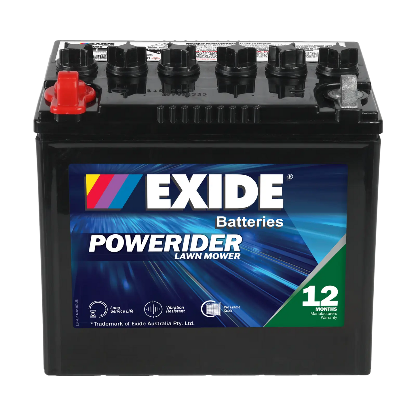 Exide Powerider N06 250CCA 27Ah Ride-On Mower Battery Positive Left