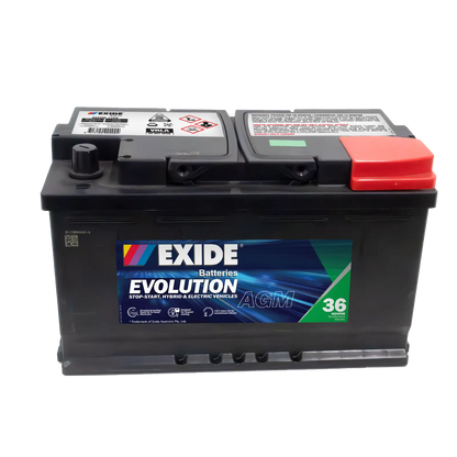 Exide Evolution N77H AGM 800CCA 80Ah Stop-Start Battery
