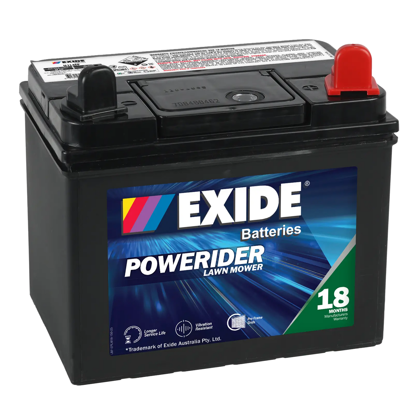 Exide Powerider GU1 350CCA 35Ah Ride-On Mower Battery Positive Right