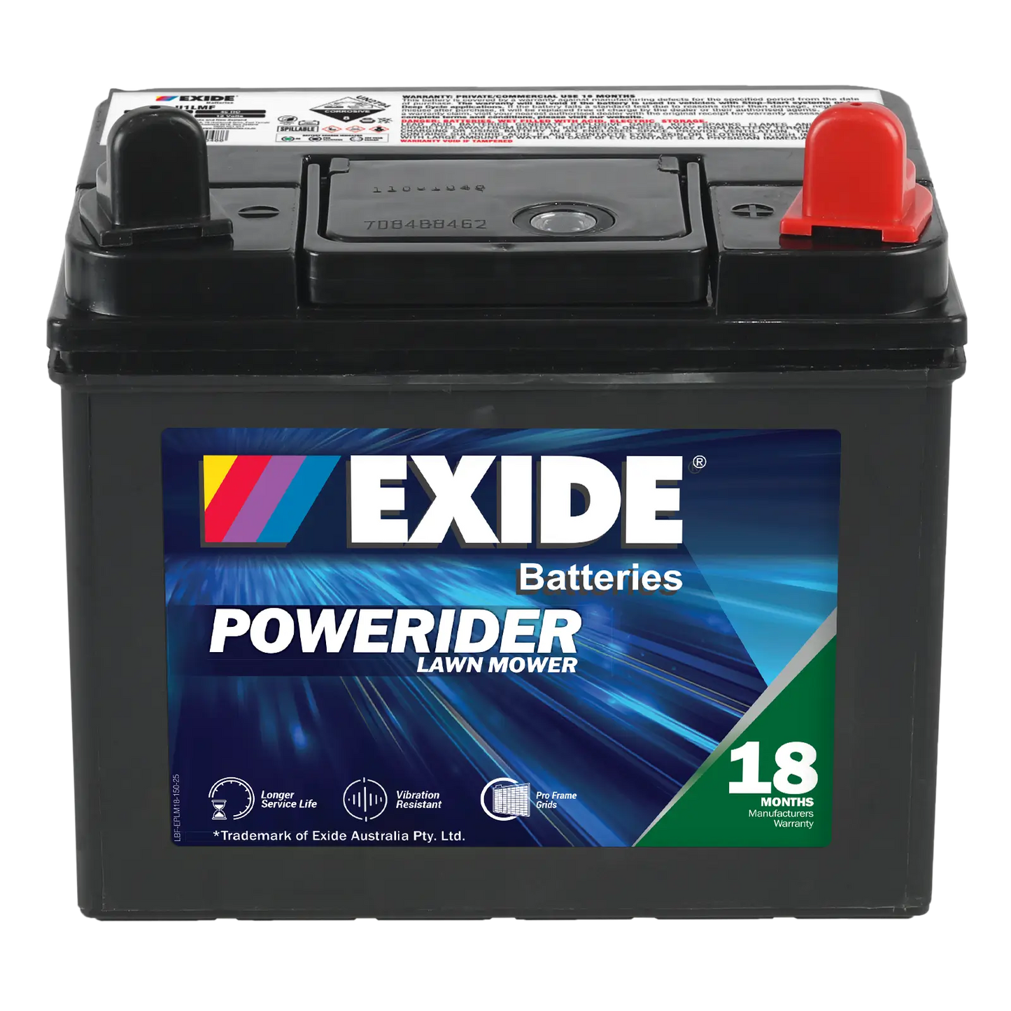 Exide Powerider GU1 350CCA 35Ah Ride-On Mower Battery Positive Right