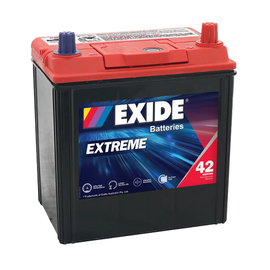 Exide Extreme NS40 400CCA 45Ah Passenger Battery Positive Right Pencil Terminal