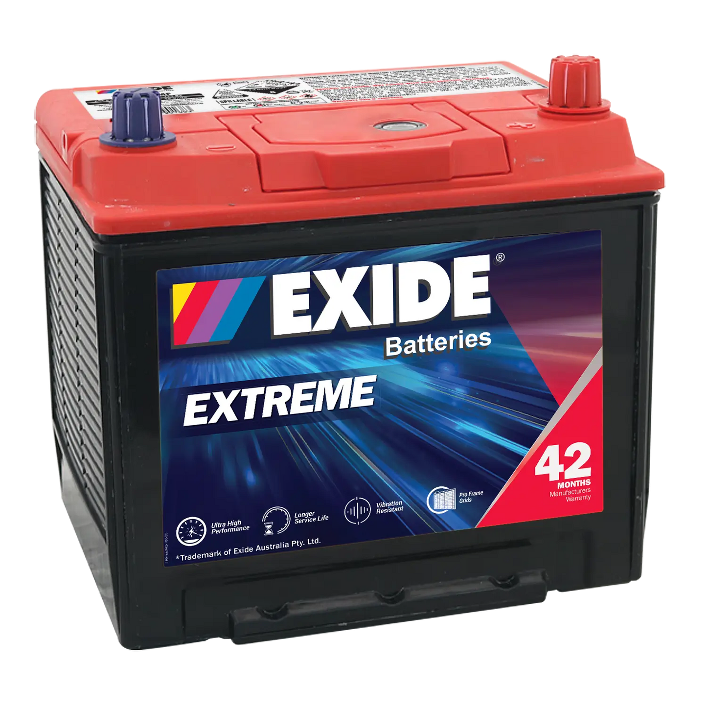 Exide Extreme D23 650CCA 75Ah Passenger Vehicle Battery Positive Right